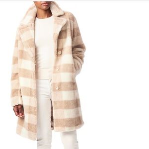 Bernardo Check Teddy Faux Fur Coat